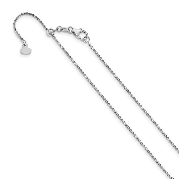 1.25mm 14k White Gold Adjustable Flat Cable Chain Necklace, 22 Inch - Picture 1 of 5